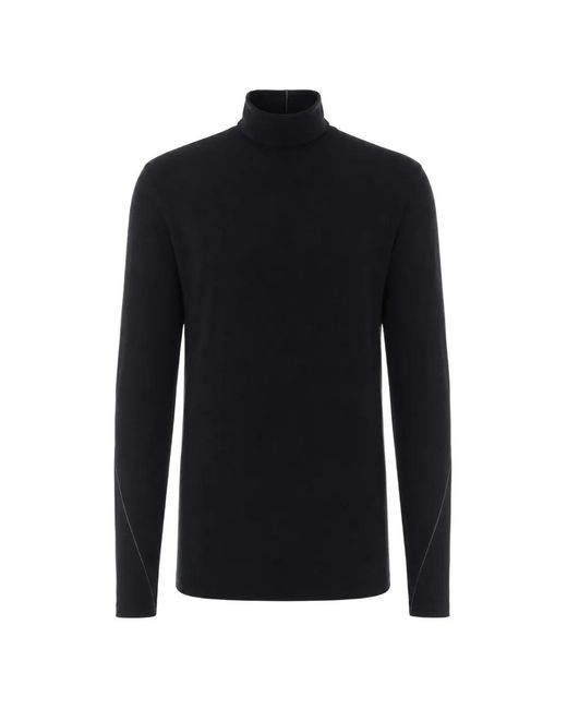 Thom Krom Blue Contrast-Stitch Roll-Neck Sweater for men