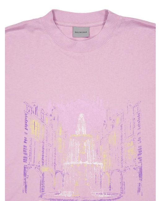 Balenciaga Pink Graphic-Print T-Shirt for men