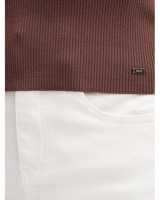 GAUDI Purple Ribbed-Knit V-Neck Top
