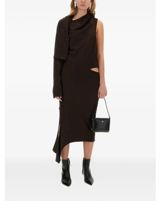 Courreges Asymmetric Cut-Out Midi Dress in Black | Lyst UK