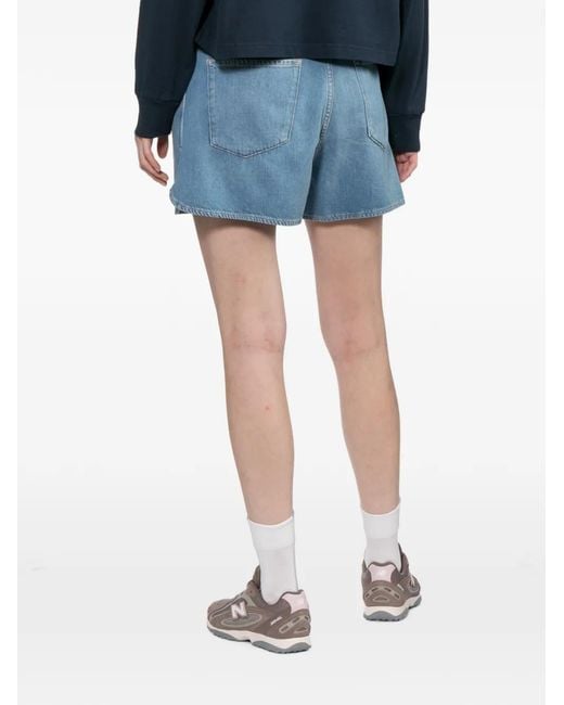 Rag & Bone Blue Short En Jean À Taille Ceinturée
