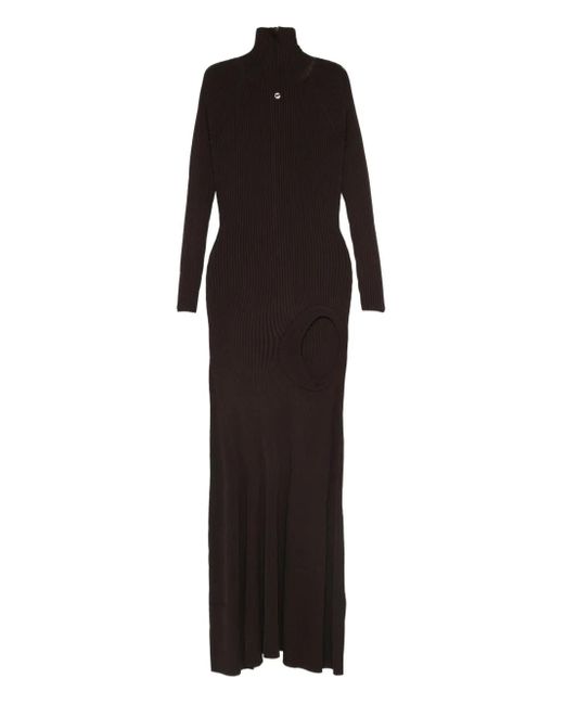 Coperni Black Ribbed Cut-Out Dress