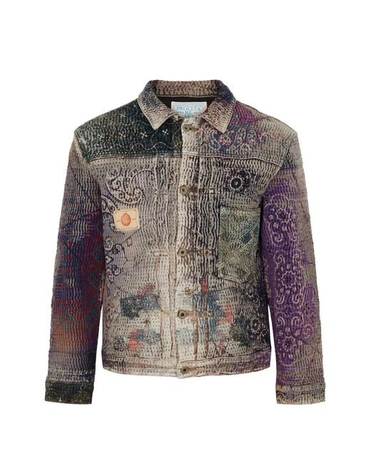 PROLETA-RE-ART Gray Patchwork Denim Jacket for men