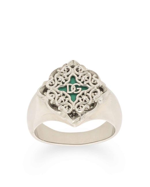 Dolce & Gabbana Majolica enamel ring in White für Herren