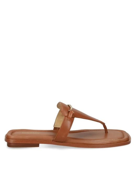 MICHAEL Michael Kors Brown Logo-Plaque Flip-Flops