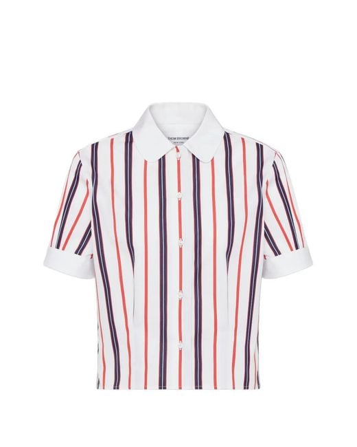 Thom Browne White Repp Striped Poplin Shirt