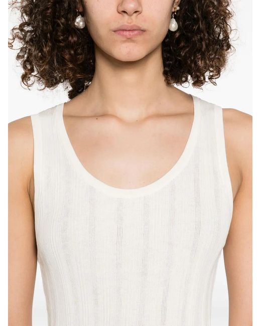 Bompard White Ribbed Tank Top
