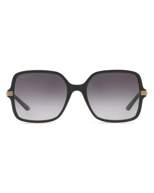 Gucci Black Logo-engraved Oversize-frame Sunglasses
