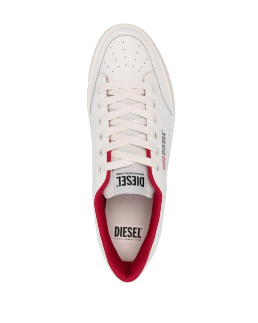 DIESEL White S-athene Vtg Leather Sneakers for men