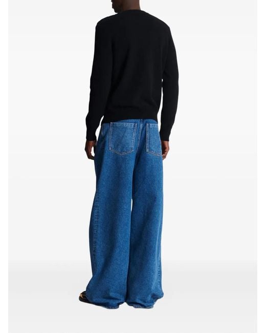 Balmain Black Buttoned Cashmere Sweater for men