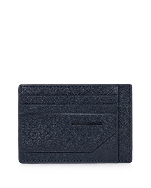 Piquadro Blue Grained Leather Card Holder