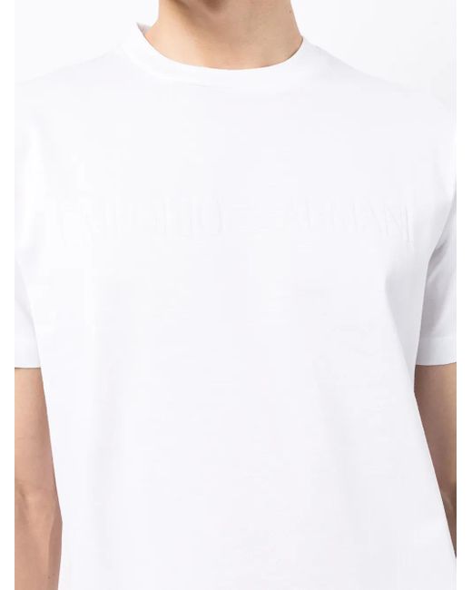 Emporio Armani White Logo Print Short Sleeved T Shirt for men