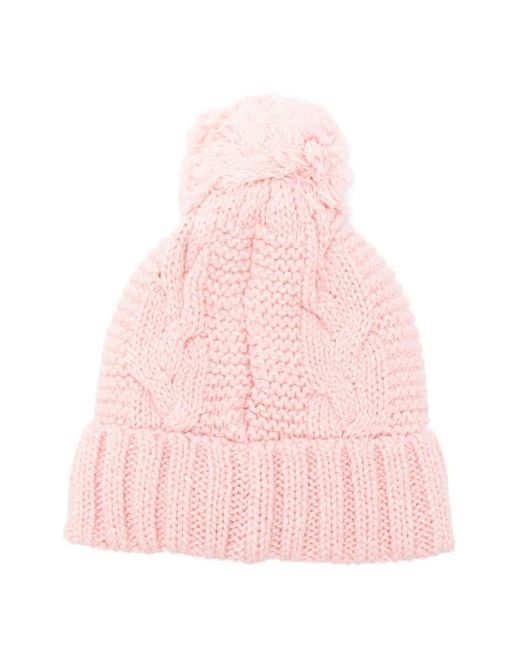 Superdry Pink Pom-Pom Cable-Knit Beanie
