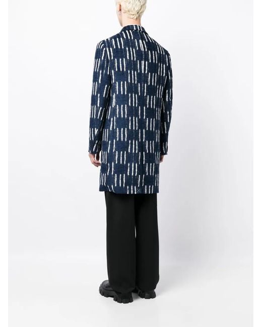 Off-White c/o Virgil Abloh Blue Shibori Jacquard Coat for men