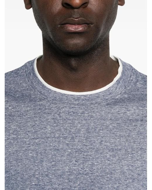 Brunello Cucinelli Blue T-Shirt À Bordures Contrastantes for men