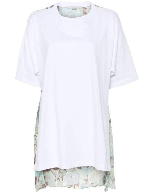 Stella McCartney White Floral-Print Panel T-Shirt