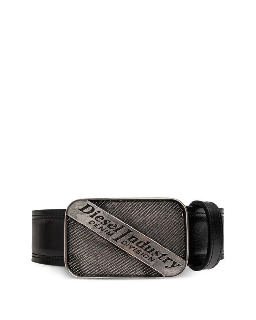 DIESEL Gray Logo B-Industry Leather Belt for men