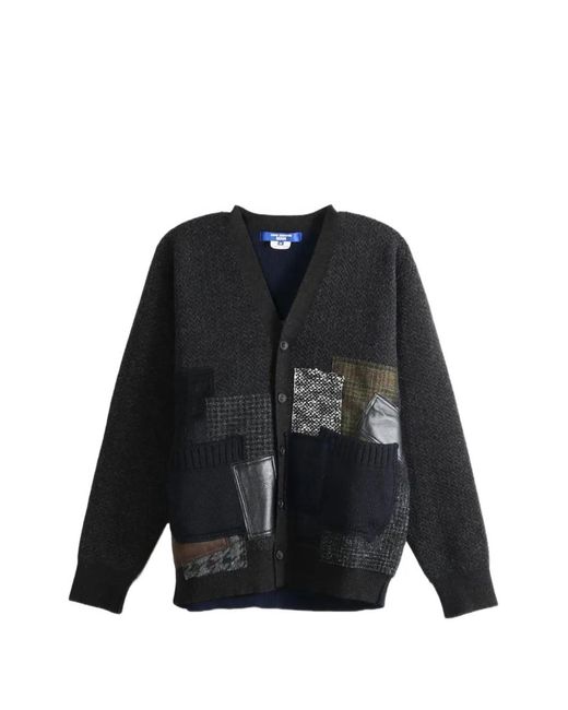 Junya Watanabe Black Patchwork V-Neck Cardigan for men