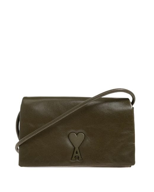 AMI Brown Voulez-Vous Leather Wallet-On-Strap