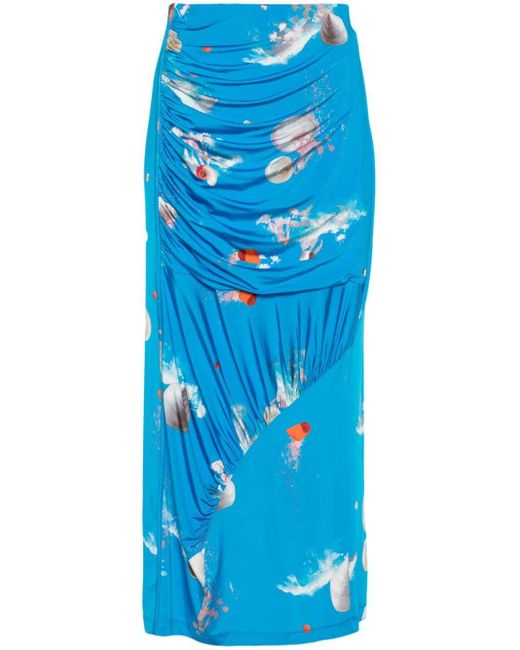Bimba Y Lola Blue Shells-print Midi Skirt