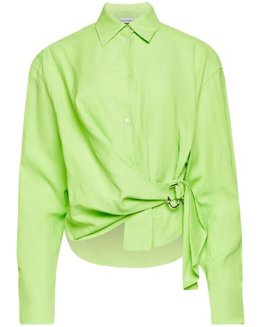 J.W. Anderson Green Draped Twisted Shirt
