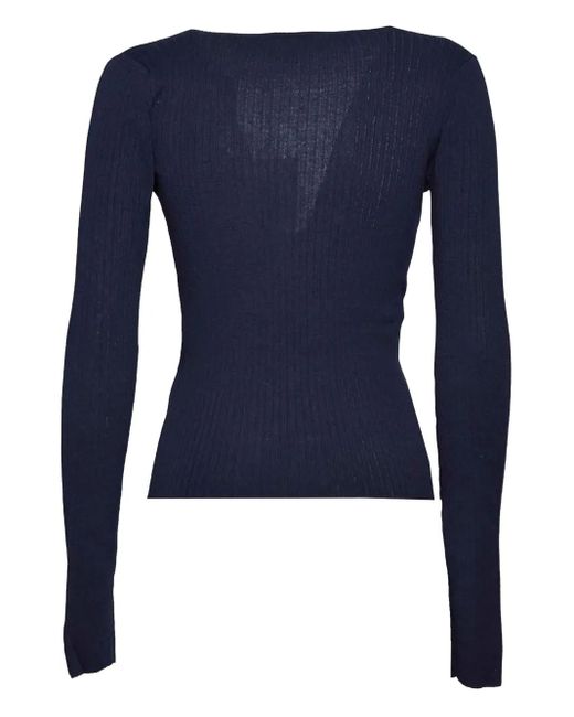 Max Mara Blue Ribbed-Knit Top