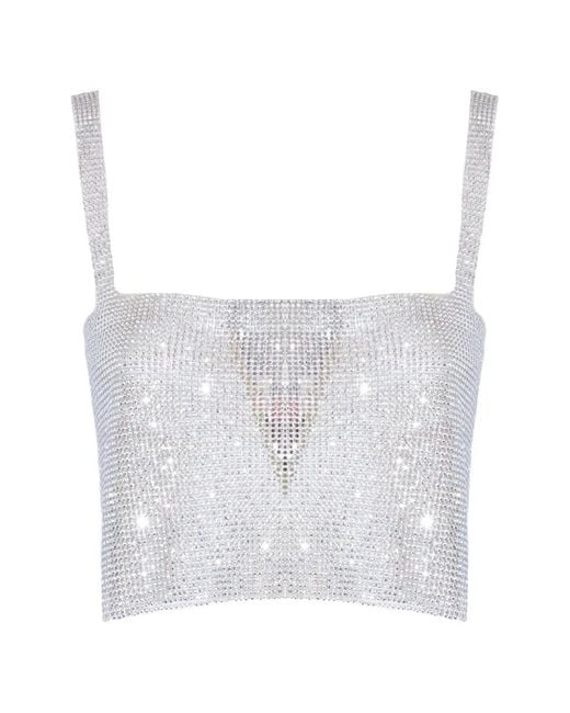 Twentyfourhaitch White Rhinestone Top