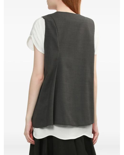 Enfold Gray Button-Fastening Asymmetric Waistcoat
