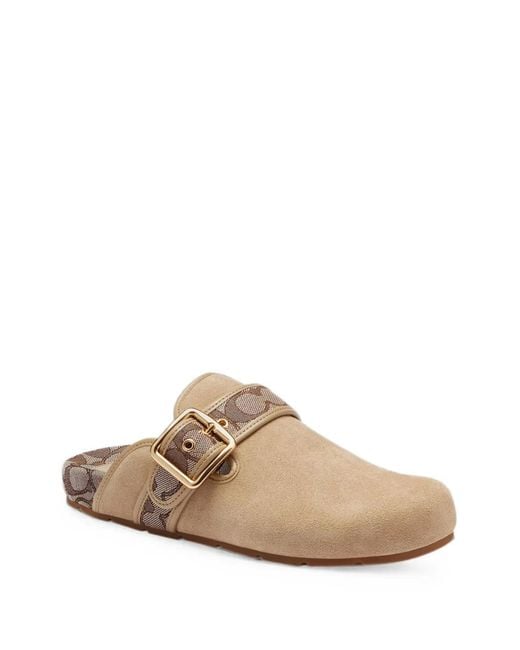 COACH Brown Mules À Motif Monogrammé Et Boucle