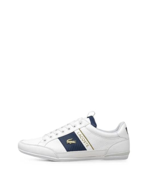 Lacoste White Chaymon Lace-Up Leather Sneakers for men