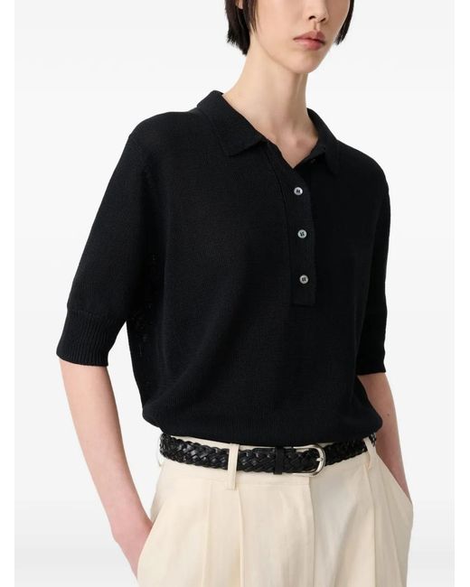 Studio Nicholson Black Tolsa Collar Knit Polo Top