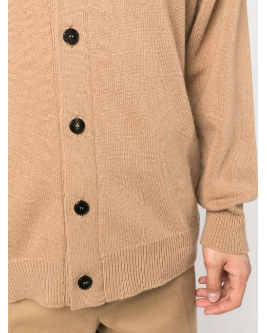 Roberto Collina Natural V-Neck Wool-Cashmere Blend Cardigan for men