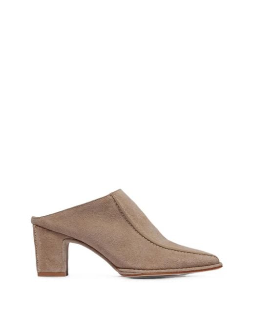 Bernardo Brown Brynn Suede Square-Toe Mules