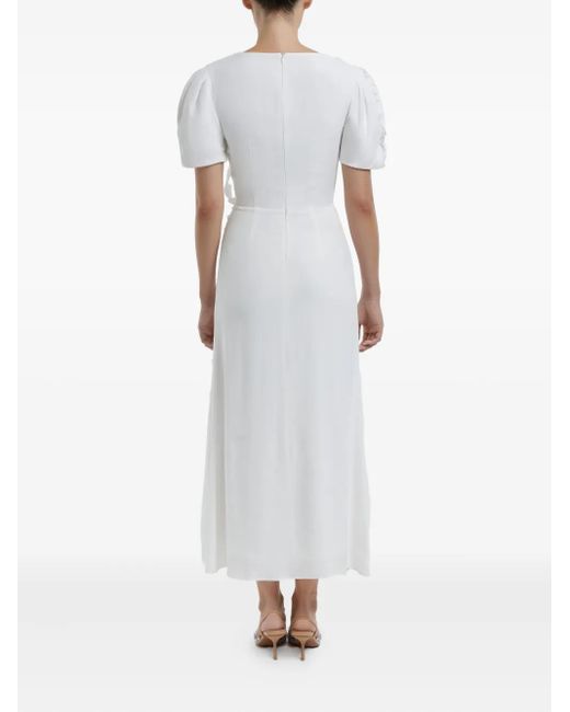 POST MERIDIEM White Ruffle-Detail Midi Dress