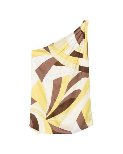 Faithfull The Brand Metallic Kortez Geometric-Print One-Shoulder Top