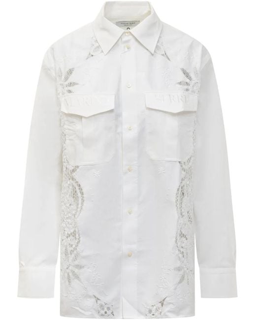 MARINE SERRE White Upcycled Household Linen Twin Pocket Shirt for men
