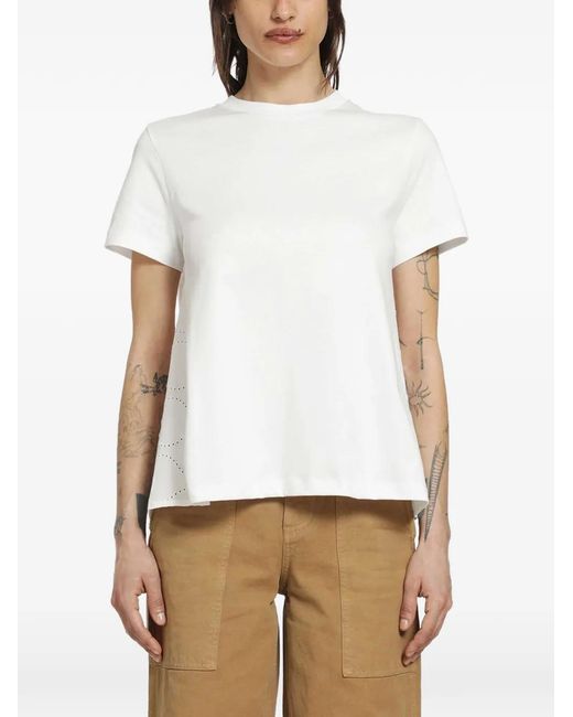 Moncler White Perforated T-Shirt