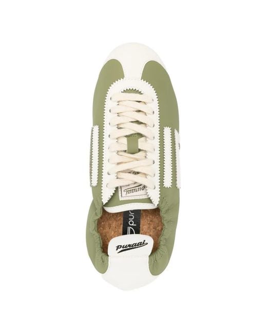 PURAAI Green Lion Lace-Up Sneakers