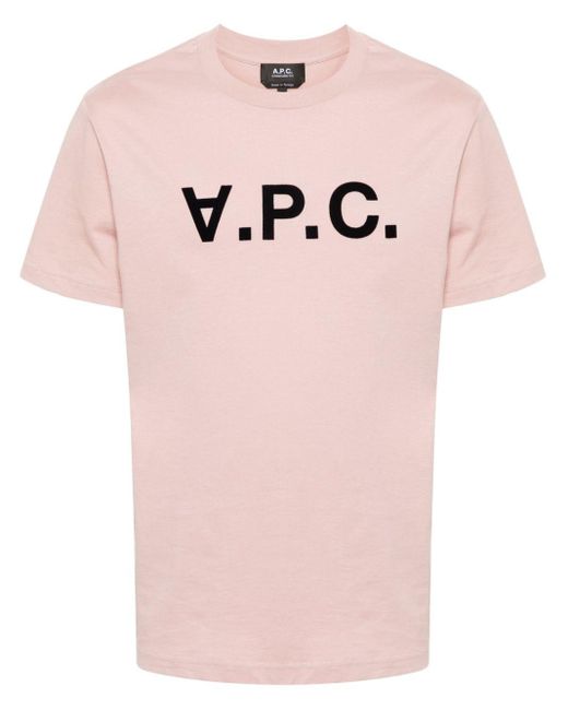 T-shirt en coton à logo floqué A.P.C. en coloris Pink