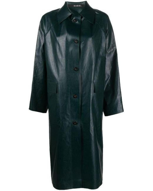 Kassl Faux-leather Trench Coat in Green | Lyst UK