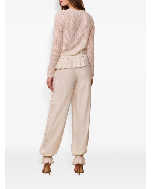 LoveShackFancy White Pantalon À Détail De Dentelle