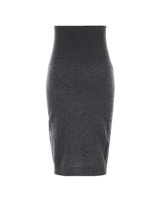 Stella McCartney Gray High-Waisted Ribbed-Knit Midi Skirt
