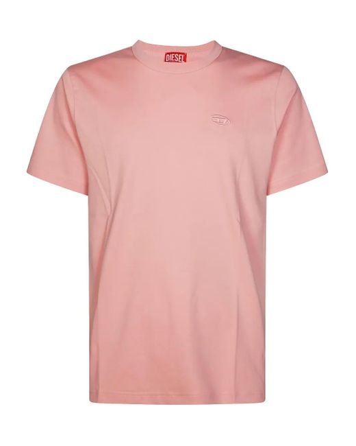 DIESEL Pink T-Adjust-Slits-R17 Logo-Detailed T-Shirt for men