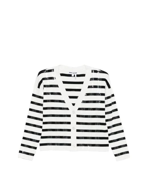 DKNY White Sequin-Embellished Cardigan