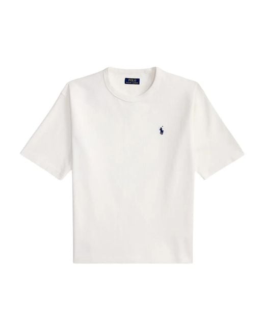 Polo Ralph Lauren White Embroidered Logo Crewneck T-Shirt for men