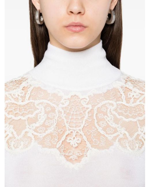 Ermanno Scervino レースインサート ハイネックセーター White