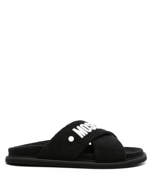 Moschino Black Logo-embossed Crossover-strap Sandals for men