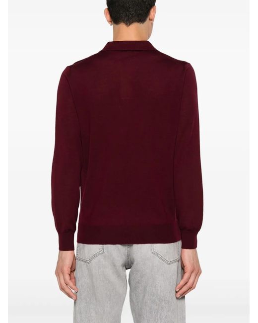 Canali Red Merino Wool Polo Shirt for men