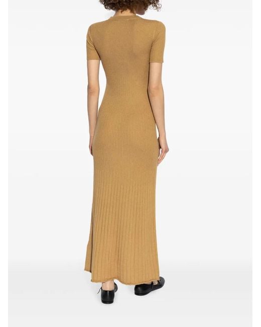 Max Mara Natural Ribbed Maxi Dress