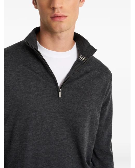 Pringle of Scotland Blue Quarter-Zip Wool Sweater for men